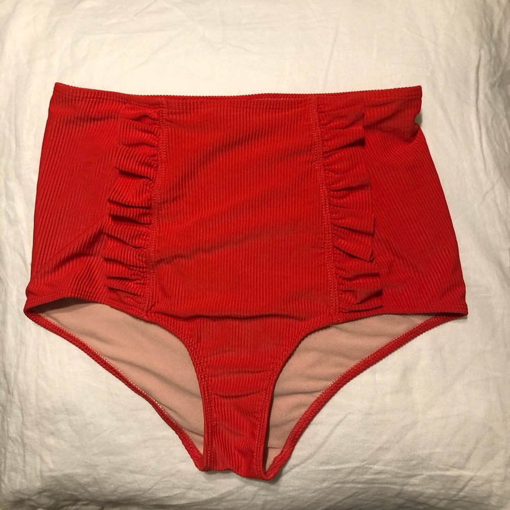 Kortni Jeane ruffled high waisted bikini bottom